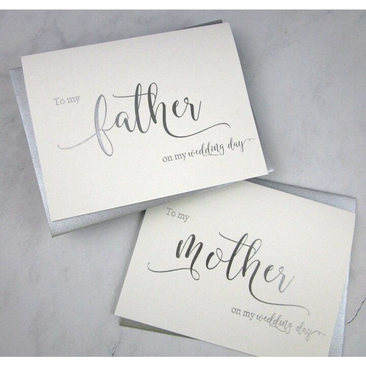 Silver Foil Wedding Day Cards Set of 2 with Envelopes
