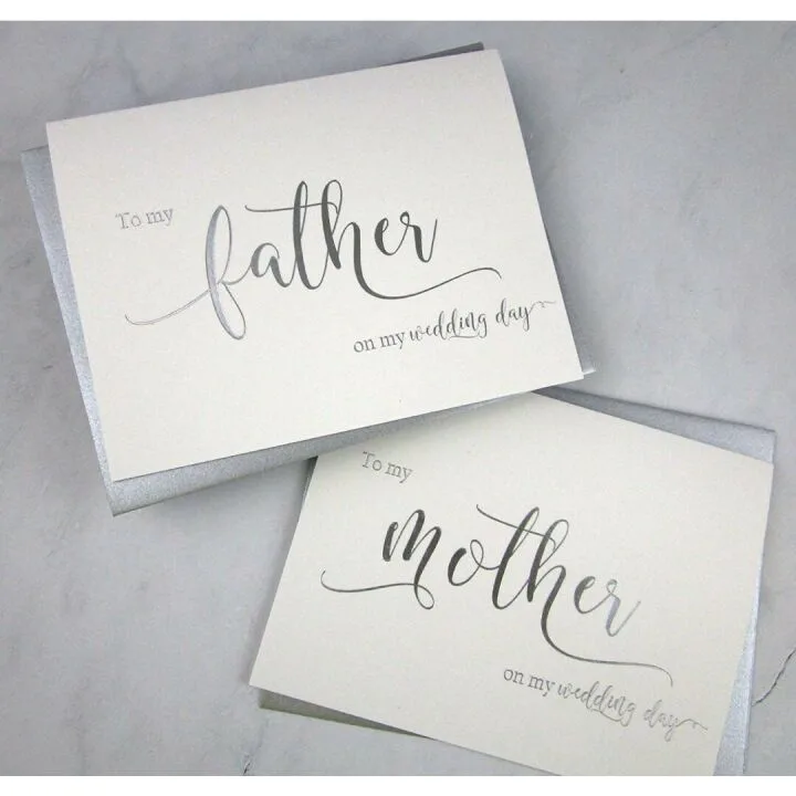 Silver Foil Wedding Day Cards Set of 2 with Envelopes