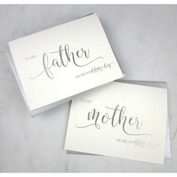 Silver Foil Wedding Day Cards Set of 2 with Envelopes
