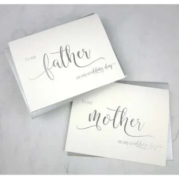 Silver Foil Wedding Day Cards Set of 2 with Envelopes