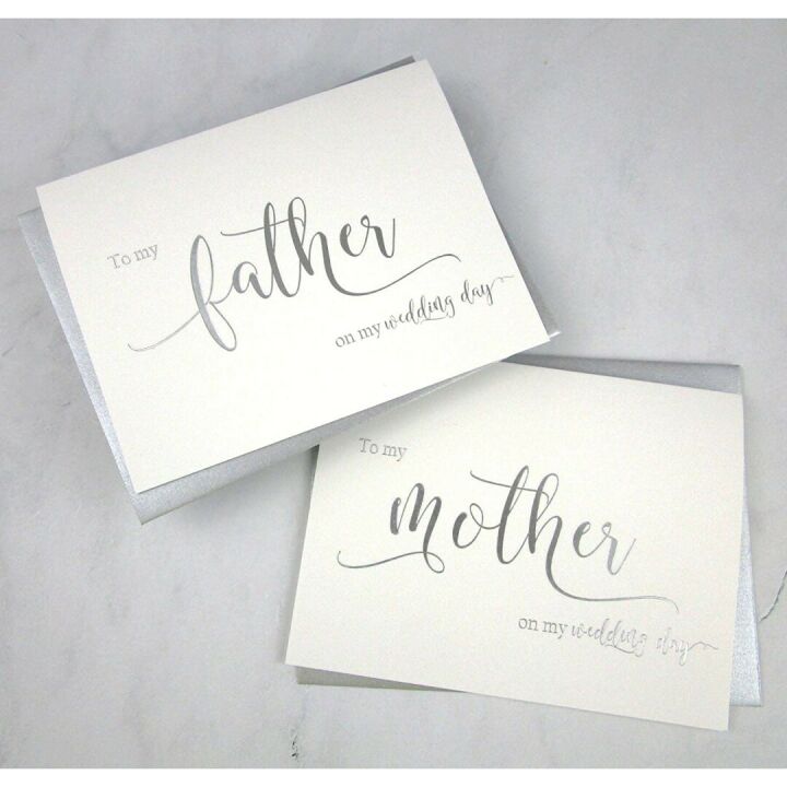 Silver Foil Wedding Day Cards Set of 2 with Envelopes
