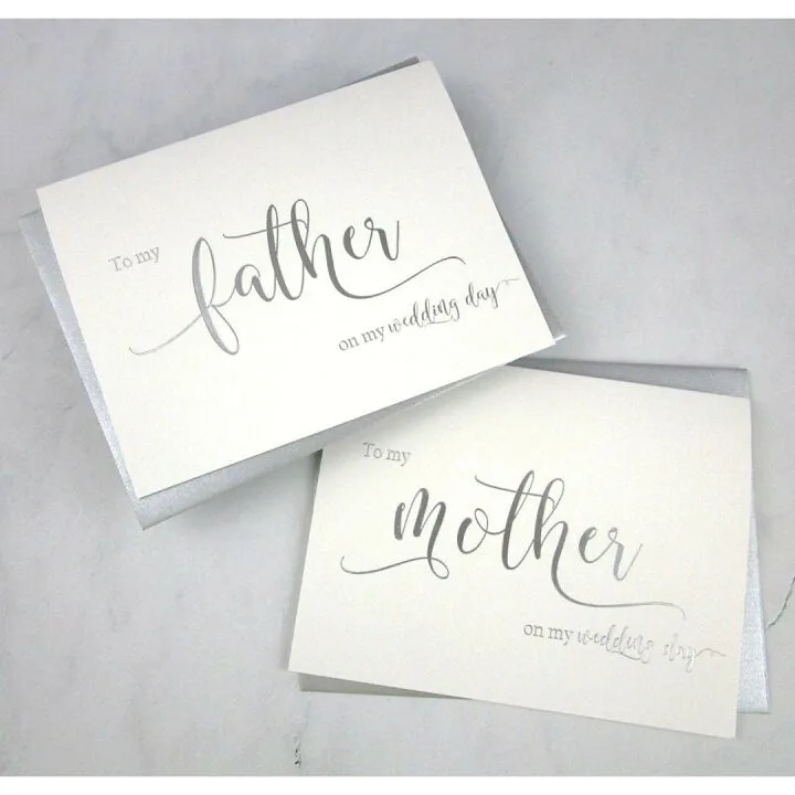Silver Foil Wedding Day Cards Set of 2 with Envelopes