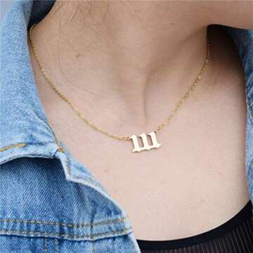HUTINICE Angel Number Necklace, 111 Necklace Gold Dainty Choker Lucky Numbers Pendant Numerology Min...