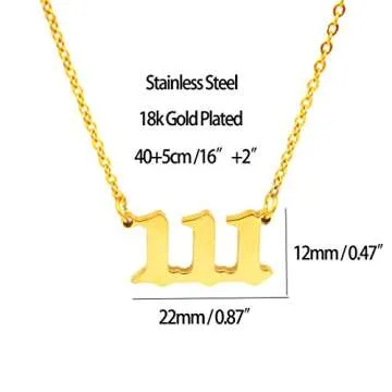 HUTINICE Angel Number Necklace, 111 Necklace Gold Dainty Choker Lucky Numbers Pendant Numerology Minimalist Women Jewelry (111-Gold)