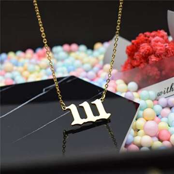 HUTINICE Angel Number Necklace, 111 Necklace Gold Dainty Choker Lucky Numbers Pendant Numerology Minimalist Women Jewelry (111-Gold)