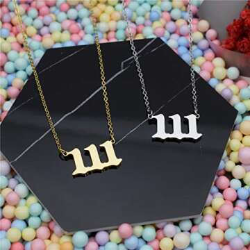 HUTINICE Angel Number Necklace, 111 Necklace Gold Dainty Choker Lucky Numbers Pendant Numerology Minimalist Women Jewelry (111-Gold)