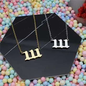 HUTINICE Angel Number Necklace, 111 Necklace Gold Dainty Choker Lucky Numbers Pendant Numerology Minimalist Women Jewelry (111-Gold)
