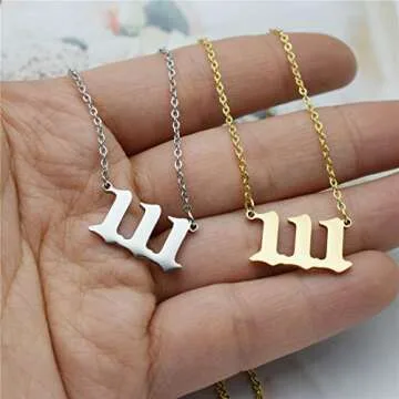 HUTINICE Angel Number Necklace, 111 Necklace Gold Dainty Choker Lucky Numbers Pendant Numerology Minimalist Women Jewelry (111-Gold)