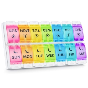 Colorful BUG HULL Pill Organizer – AM PM, Large Capacity & Easy to Use