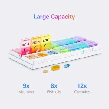 BUG HULL Large Capacity AM PM Pill Organizer for Daily Use