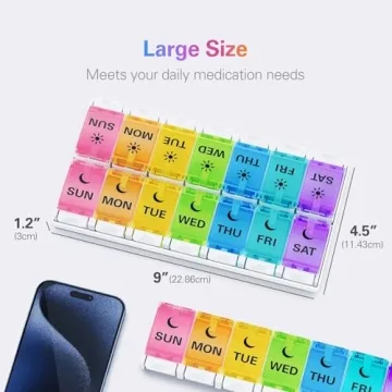 BUG HULL Large Capacity AM PM Pill Organizer for Daily Use