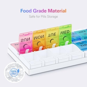BUG HULL Large Capacity AM PM Pill Organizer for Daily Use