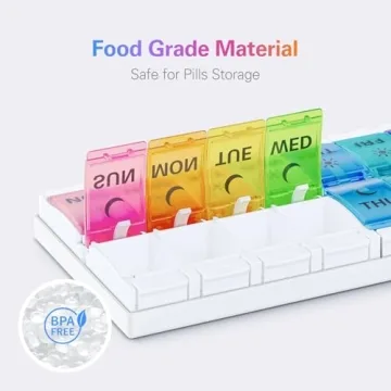 BUG HULL Large Capacity AM PM Pill Organizer for Daily Use