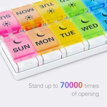 BUG HULL Large Capacity AM PM Pill Organizer for Daily Use