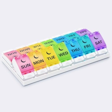 BUG HULL Large Capacity AM PM Pill Organizer for Daily Use