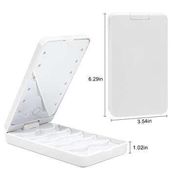 Buqikma Eyelash Storage Box Eyelash Case with Makeup Mirror and Light Portable Eyelash Case Holder Dimmable False Eyelash Storage Organizer Touch Screen Sample Display Container for Women and Girls