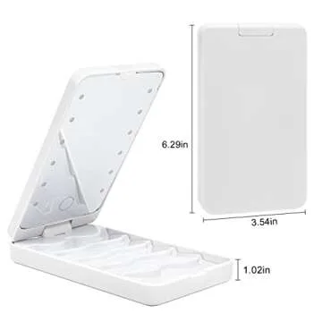 Buqikma Eyelash Storage Box with Makeup Mirror and Light