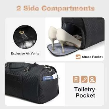 LekeSpring Garment Bags with 6 Set Packing Cubes, Garment Convertible Weekender Bag for Men and Women, Large Carry On Garment Bags for Travel, Duffle Bag Garment Bag Gifts Black Color