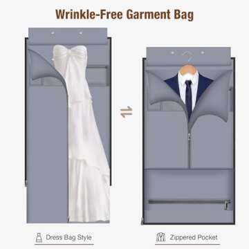 LekeSpring Garment Bags with 6 Set Packing Cubes, Garment Convertible Weekender Bag for Men and Women, Large Carry On Garment Bags for Travel, Duffle Bag Garment Bag Gifts Black Color