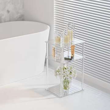 Cuguords Clear Acrylic Side Table for Small Spaces, Acrylic Nightstand for Bedroom Set of 2, 3 Tire Coffee/End Table for Living Room, Bedside Table, Acrylic Furniture 13.9" L X 11.5" W X 22"