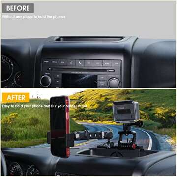 BESTAOO JK Dash Phone Holder and Camera Mount for 2012-2018 Jeep Wrangler JK JKU 2 Door & 4 Door, Co...