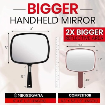 MIRRORVANA Large Hand Mirror with Comfy Handle