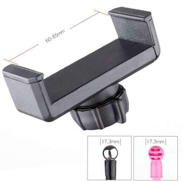 VizGiz 2 Pack Ring Light Phone Holder Replacement Clamp 17mm Rotate Ball Hole Clip Base for Hose Goo...