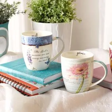 Pink Chrysanthemum Floral Mug - Inspirational Scripture Coffee Mug