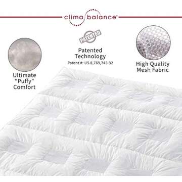 Climabalance Lightweight All Year Down Alternative Comforter Queen - Breathable Patented Design - Increases Deep Sleep Phases up to 50% - Virgin Polyester - Queen 88" x 88"