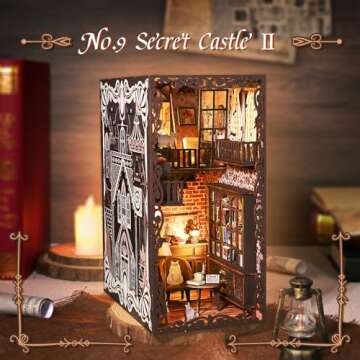 Marycele Book Nook Kit for Adults Teens, 3D Puzzles for Adults Bookshelf Decor, Wooden Booknook with...