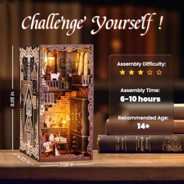Marycele Book Nook Kit for Adults Teens, 3D Puzzles for Adults Bookshelf Decor, Wooden Booknook with Sensor Light, DIY Kits for Adults Crafts, Christmas Birthday Gifts for Him (Booknook Secret Castle)