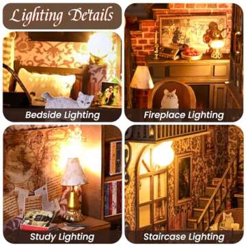 Marycele Book Nook Kit for Adults Teens, 3D Puzzles for Adults Bookshelf Decor, Wooden Booknook with Sensor Light, DIY Kits for Adults Crafts, Christmas Birthday Gifts for Him (Booknook Secret Castle)