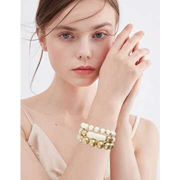 LALAPPLE Gold Plated Beaded Acrylic Bamboo Tube Bangle Bracelets for Women Colorful Chunky Curved Tube With Gold Pieces Beads Stretch Bracelet Friendship Summer Beach Jewelry