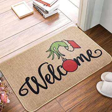 Erweicet Christmas Door Mat Xmas Welcome Christmas Mat Non-Slip and Washable Winter Doormat Rubber B...