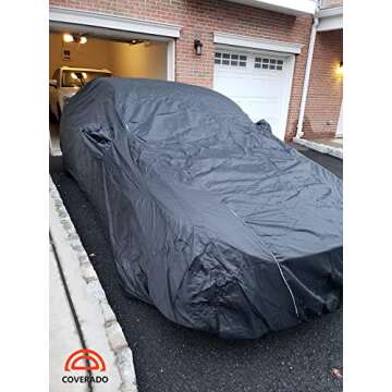 Car Covers for Automobiles All Weather Waterproof, Coverado Car Cover, Outdoor Full Exterior Covers Snow Rain Dust Sun Protection Car Cover, Black Car Cover Universal Fit for Sedan (170"-190")