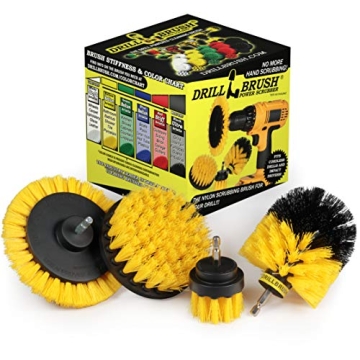 Drillbrush Yellow Shower Cleaning Rotary Drill Brush Kit for Effortless Bathroom Cleaning