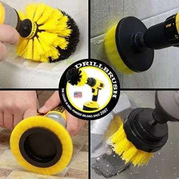 Drillbrush Yellow Shower Cleaning Rotary Brush Kit