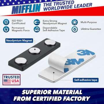 Mifflin-USA Name Tag Magnets for Secure ID Badge Display