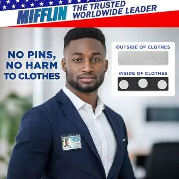 Mifflin-USA Name Tag Magnets for Secure ID Badge Display