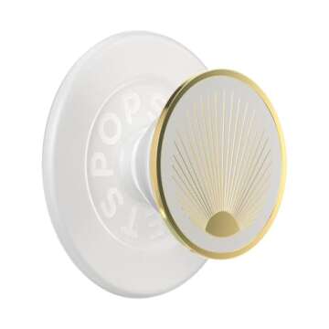 PopSockets Round Phone Grip Compatible with MagSafe, Adapter Ring Included, Phone Holder, Wireless Charging Compatible - Enamel Radiant White