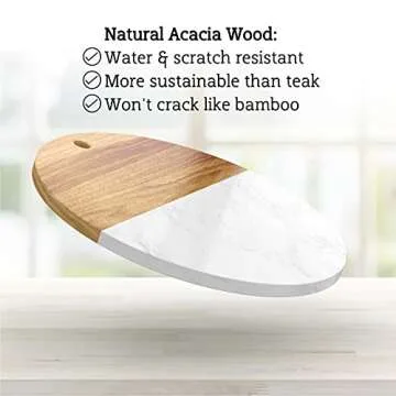 Happy Hippo 12" Marble & Wood Charcuterie Board