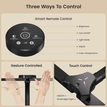 LED Desk Lamp with Remote & Flexible Gooseneck