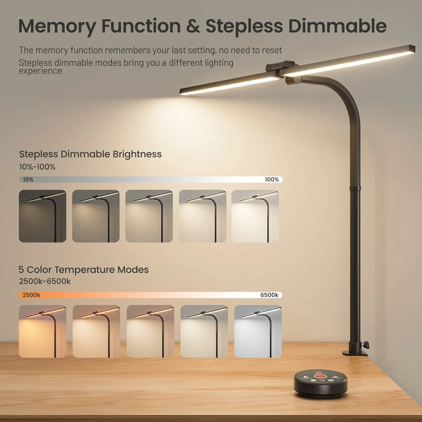 LED Desk Lamp with Remote & Flexible Gooseneck