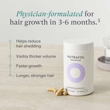 Nutrafol Postpartum Hair Growth Supplements and Hair Serum, Clinically Tested for Visible Thickness ...
