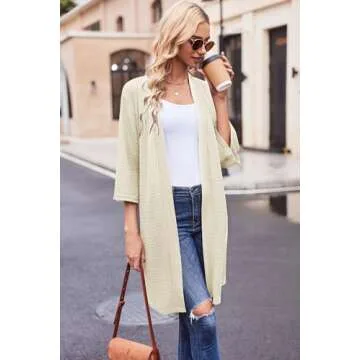 Ekouaer Robes for Women Waffle Knit Bathrobe Soft Lightweight Knee Length Loungewear