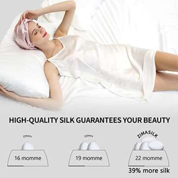 ZIMASILK 22 Momme 100% Mulberry Silk Sleep Cap for Women Hair Care,Natural Silk Night Bonnet with El...