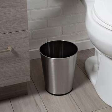 Bath Bliss 5 Liter Small Wastebasket | Round Open Top | Trash Can | Bathroom | Bedroom | Kitchen | O...