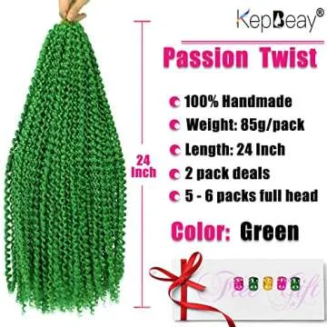 Passion Twist Crochet Hair 24 Inch 2 Packs Green for Stunning Styles