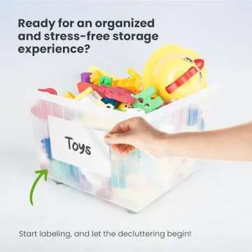 MESS Large Bin Labels for Storage Bins (50 6x4) Storage Bin Labels - Pantry Labels - Labels for Organizing - Removable Labels for Storage Bins Craft Organization - Moving Labels for Boxes