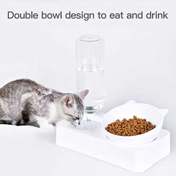Marchul Cat Bowls, Cat Food Bowls, 15° Tilted Cat Bowl for Indoor Cats, Cat Food and Water Bowl Set...